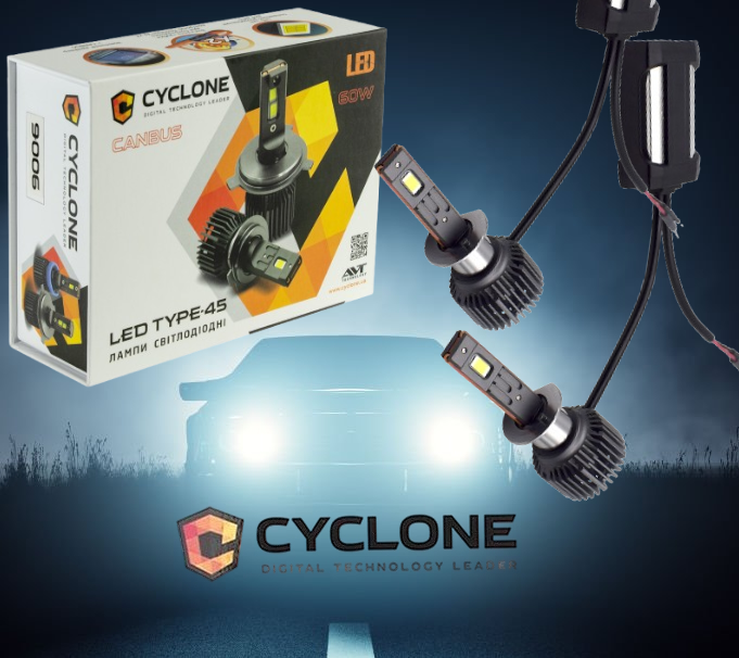 Світлодіодні лампи CYCLONE LED H1 12 V Type 45 65 W 6000 K 1200 L радіатор із вентилятором + обманка, фото 1