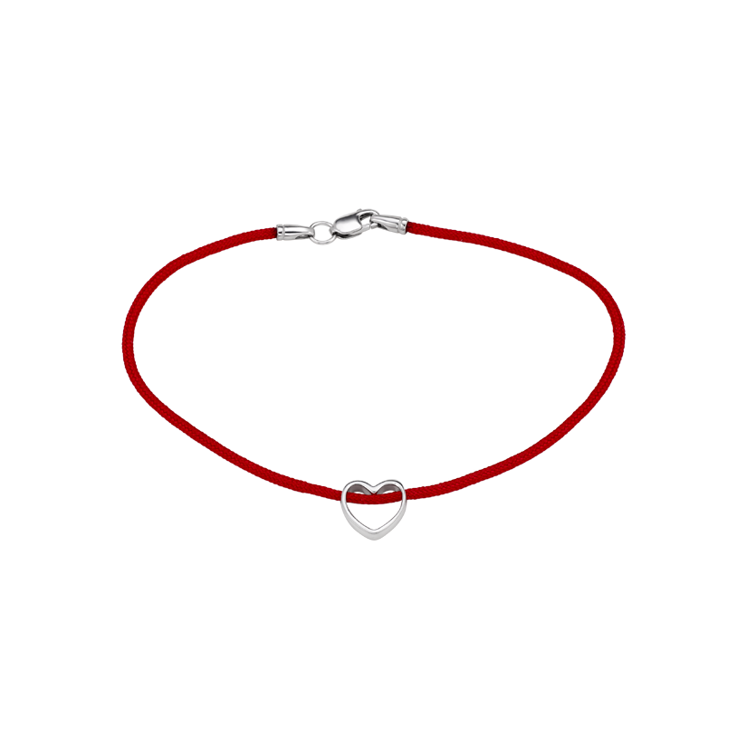 Браслет Червона нитка зі срібною застібкою та Сердечком, фото 1