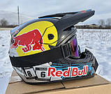 Мотошолом кросс-ендуро RedBull/black + Окуляри в ПОДАРУНОК, фото 6