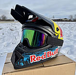 Мотошолом кросс-ендуро RedBull/black + Окуляри в ПОДАРУНОК, фото 3