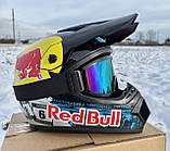 Мотошолом кросс-ендуро RedBull/black + Окуляри в ПОДАРУНОК, фото 5