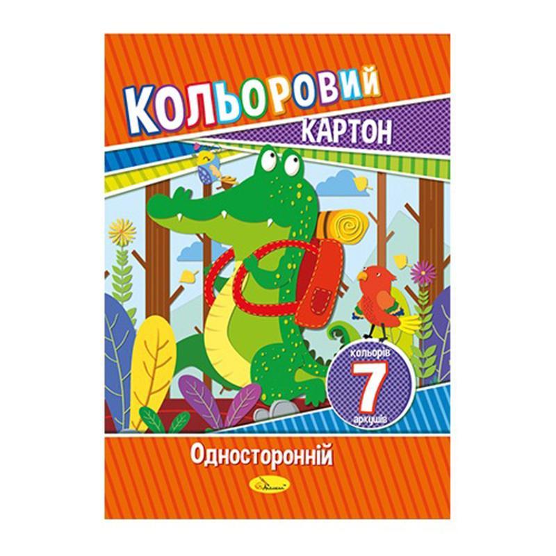 Набір кольорового картону А4 7кол, 230г/м2, КК-А4-7, Апельсин