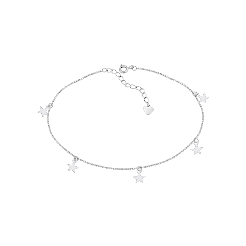 Браслет срібний на ногу п'ять Зірочок на тонкому ланцюжку, фото 1