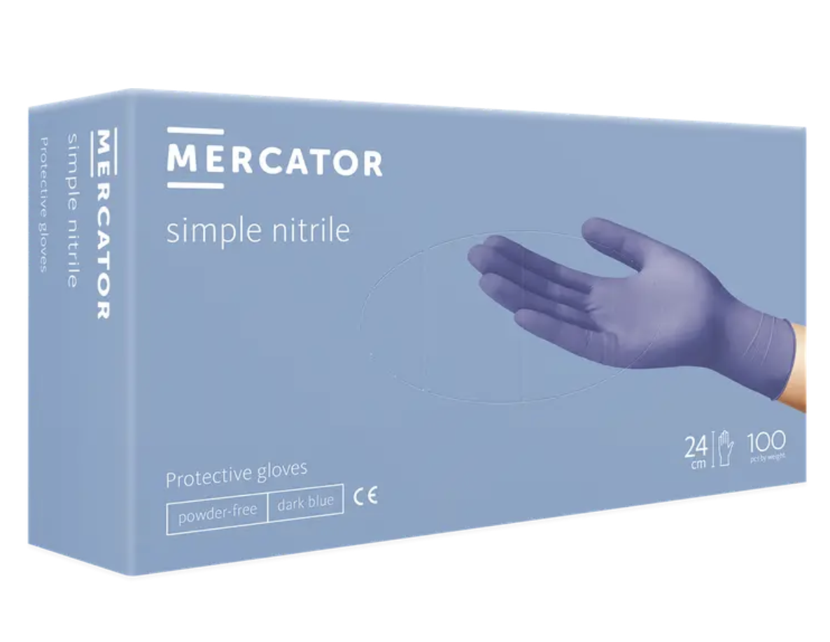 Рукавички нітрілові Mercator Nitrile блакитні без пудри розмір XL