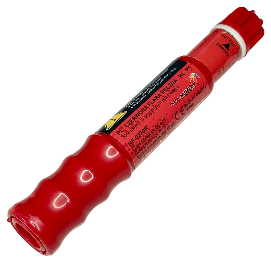 Червоний морський Фаєр Maxsem HF-0270R, 60 сек, кольоровий вогонь, факел, фальшфеєр, не гасне у воді