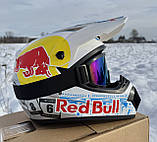 Мотошолом кросс-ендуро RedBull/white + Окуляри в ПОДАРУНОК, фото 5
