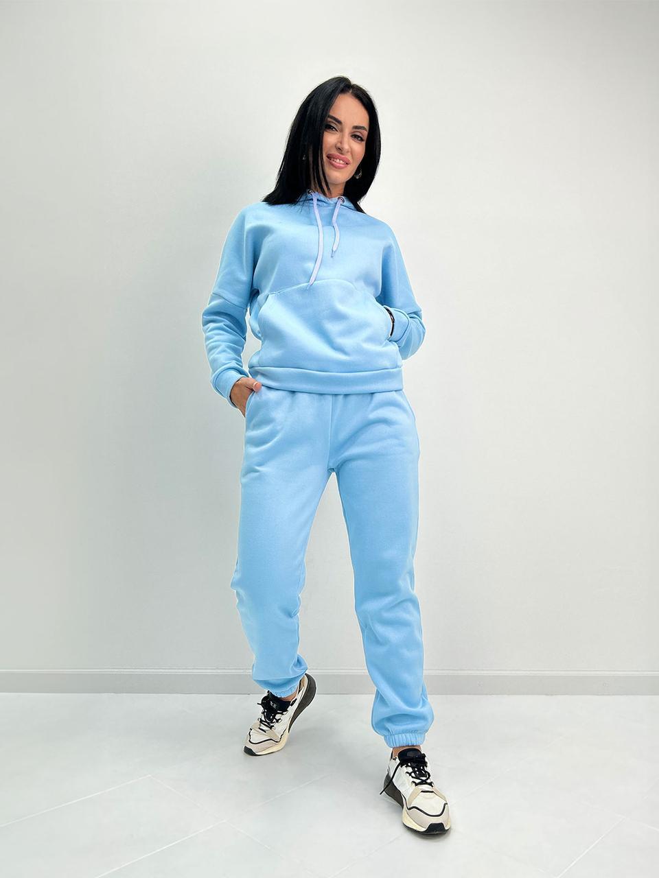 Жіночий спортивний костюм на флісі "WhyNot" блакитного весна осінь