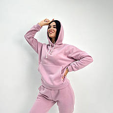 Жіночий теплий чорний спортивний костюм на флісі з капюшоном і кишенями кенгуру "WhyNot" весна осінь, фото 5