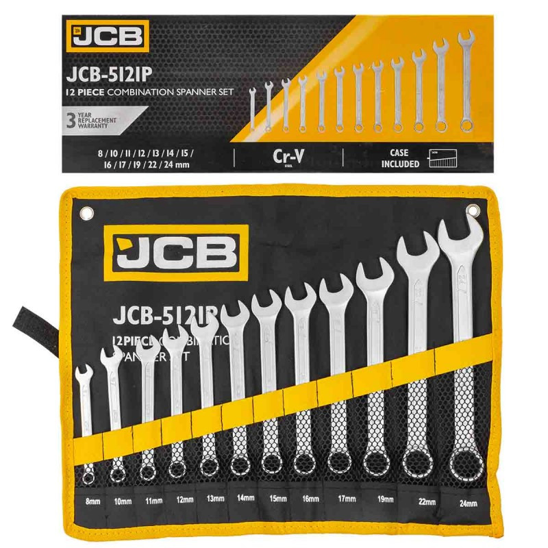 Набір ключів рожково-накидних в чохлі, (8-24 мм), 12од. JCB Tools JCB-5121P