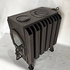 Піч буржуйка "Батарея" зі склом, тривалого горіння, метал 4мм