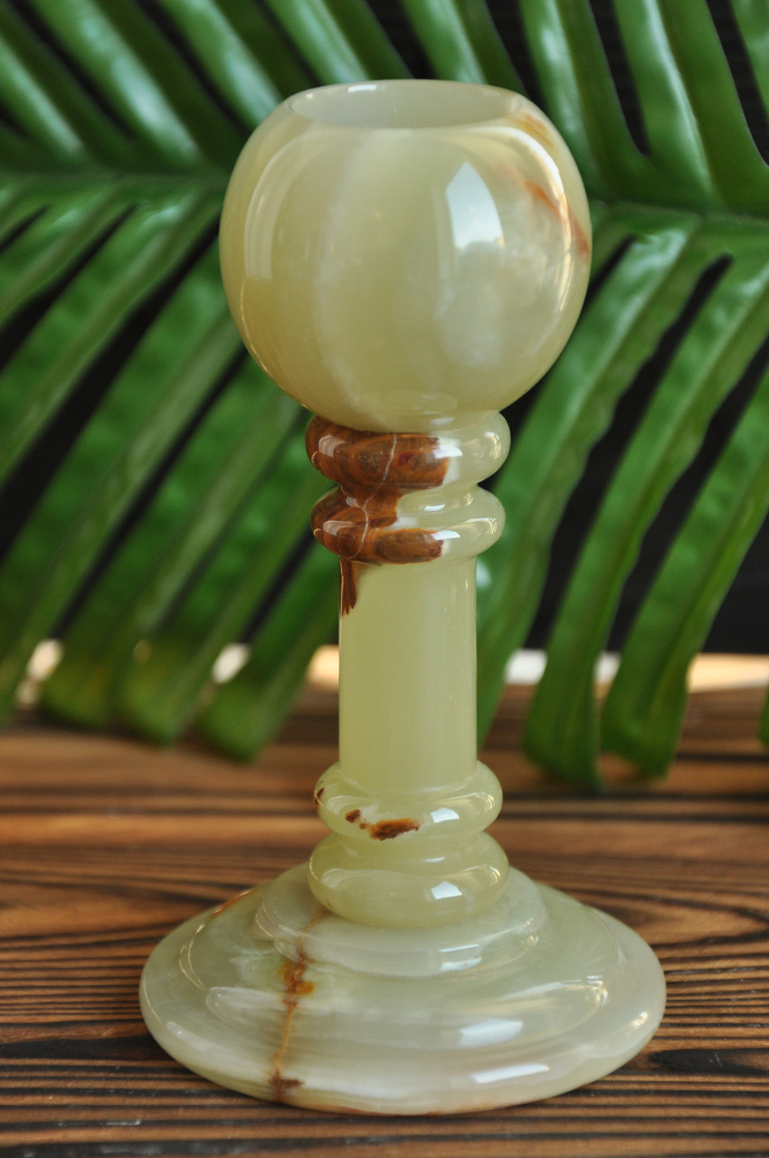 Свічник з натурального каменю онікс, 13.5 см (колір, як на фото), фото 1