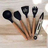 Набір квадратних каструль Higher Kitchen і сковорода-гриль Набір посуду 14 предметів Чорний, фото 8