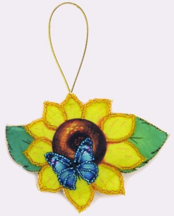 Набір для виготовлення іграшки з фетру для вишивання бісером ТМ Батерфляй Соняшник БФ F023, фото 1