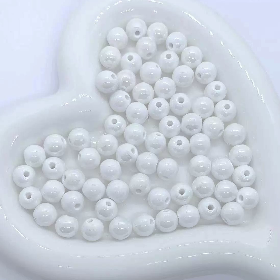 Намистини Куля керамічні 8 мм 5 шт. Білий, фото 1