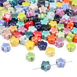 Намистини Квітка керамічні 11х11 мм 5 шт. Різні кольори