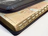 Біблія CUV. Коричнева. Замок, індекси, замінник шкіри 15.5х22 см, фото 3