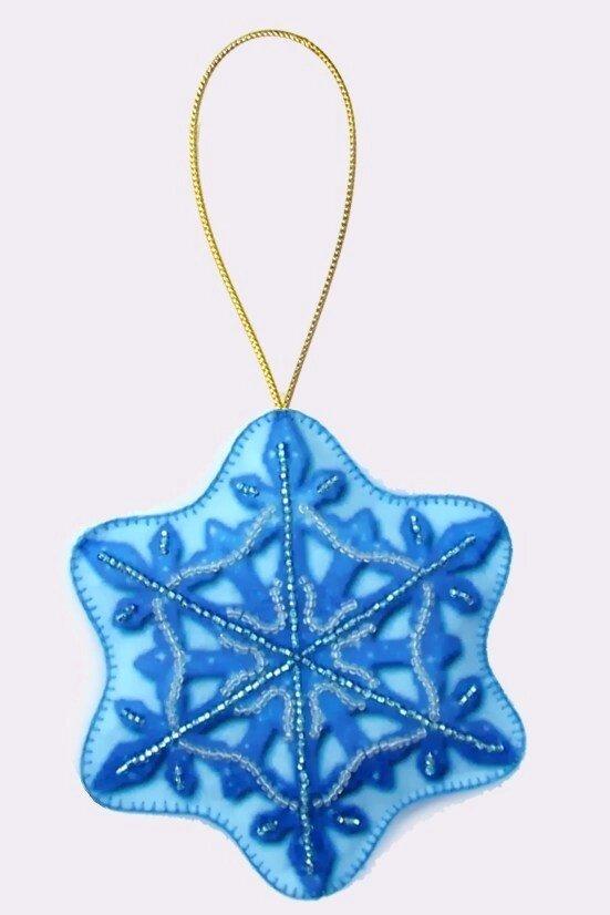 Набір для виготовлення іграшки з фетру для вишивання бісером ТМ Батерфляй Сніжинка БФ F005, фото 1