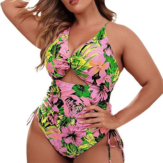 Жіночий яскравий закритий купальник з квітковим принтом з чашкою на затяжках, фото 1