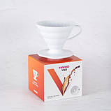 Пуровер Hario V60 02 білий пластиковий для заварювання кави на 1-4 чашки, фото 2