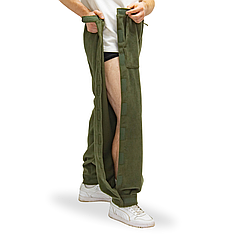 Адаптивні штани при травмуванні ніг флісові хакі