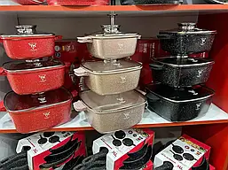 Набір квадратних каструль із гранітним покриттям із кришками Top tk 00025