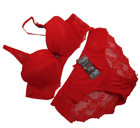 Набір бюстгальтер пушап і сліпи Biweier 87729 80В-XL червоний