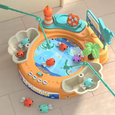 Дитячий інтерактивний набір Рибалка рибалка Дістань рибку Магнітна риболовля на вудку Круглий басейн обертається