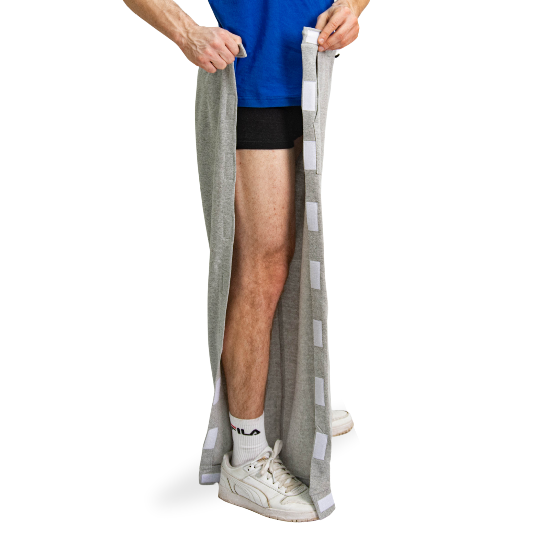 Лікарняні адаптивні штани при травмуванні ніг трикотаж двунитка з начісом сірі one size, фото 1