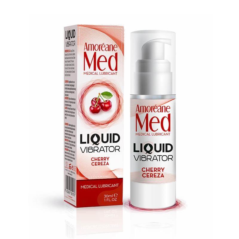 Лубрикант з ефектом вібрації Amoreane Med Liquid Vibrator Cherry, 30мл, фото 1