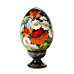 Яйце дерев'яне ручної роботи в техніці Петриківський розпис Сапфір Писанка ПК-01 рис. 181