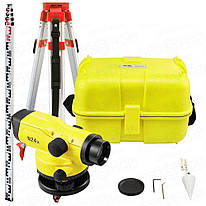 Нівелір професійний оптичний до 120 метрів N24X Nivel System (комлпект зі штативом та рейкою 5м)