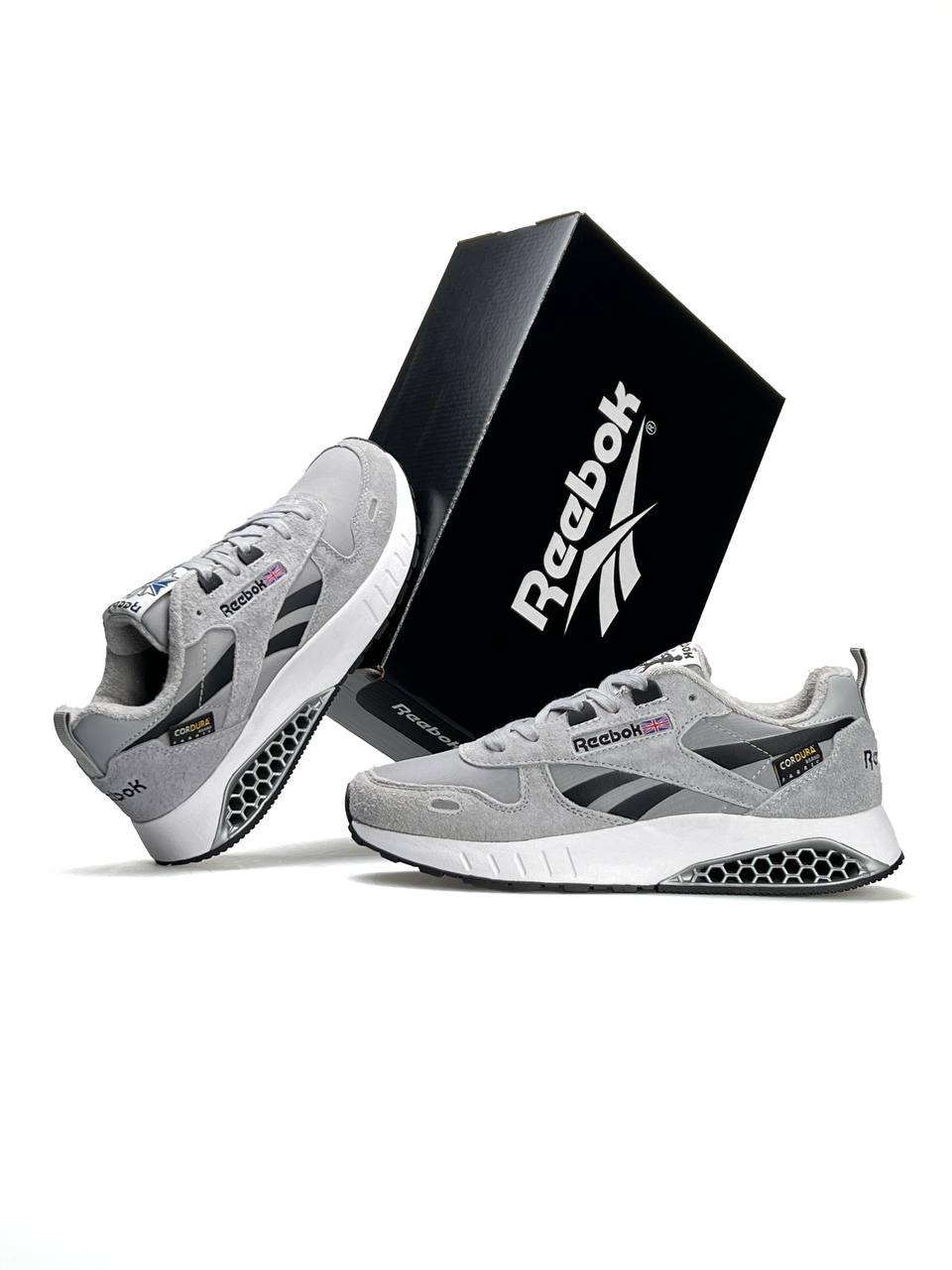 Чоловічі кросівки замша шкіра текстиль Reebok Classic Leather Hexalite Grey Black White, Рибок. Чоловіче взуття