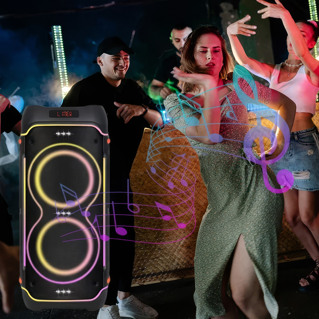 Переносная колонка на колесиках с 2 микрофонами и пультом ZXX-5520