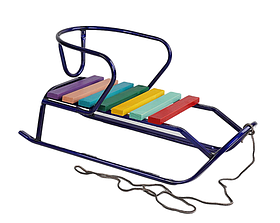 Санки "Торпеда" Плоскі полозья Сині Без штовхача (162549)