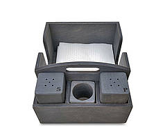 Набір для серветок, спецій та зубочисток 4 предмети (№4 з ручкою) Дерев'яні спецівники, колір чорний структурний