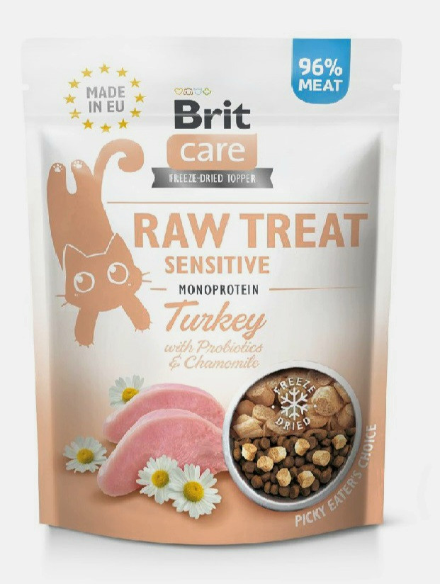 Ласощі для котів Brit Raw Treat Sensitive 40 г - індичка, фото 1