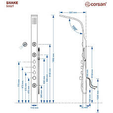 Душова панель CORSAN SNAKE INOX з термостатом, фото 6