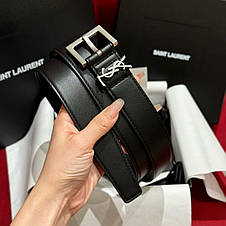 Жіночий чорний шкіряний ремінь Yves Saint Laurent Ів Сен Лоран YSL ysl шкіра ремінь із логотипом пояс 3 см, фото 3