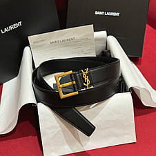 Жіночий чорний ремінь Yves Saint Laurent Ів Сен Лоран YSL ysl шкіра шкіряний ремінь із логотипом пояс 3 см, фото 3