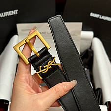 Жіночий чорний ремінь Yves Saint Laurent Ів Сен Лоран YSL ysl шкіра шкіряний ремінь із логотипом пояс 3 см, фото 4