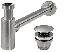 Сифон для раковини REA NICKEL BRUSHED універсальний + CLICK-CLACK *