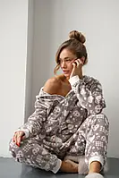 Пижама Комбинезон Кигуруми женская теплая German Volf с капюшоном и карманами, бежевый M(42-46) 23170