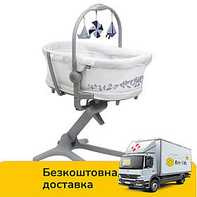 Ліжечко люлька трансформер 5в1 Chicco Baby Hug Pro (шезлонг, стільчик для годування) Біле