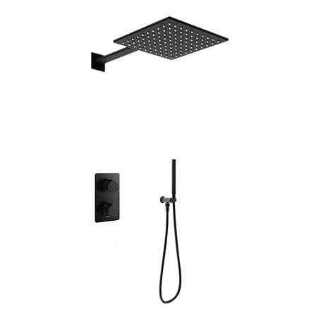 Душева система KOHLMAN EXPERIENCE 25 BLACK з термостатом + BOX прихованого монтажу, фото 1