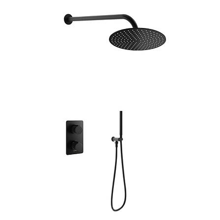 Душева система KOHLMAN EXPERIENCE 25 BLACK з термостатом + BOX прихованого монтажу, фото 1