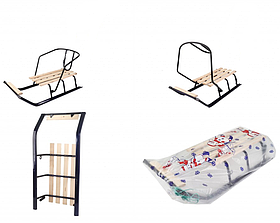 Дитячі санки з відкидною спинкою та підставкою д/ног СИНИЙ (4 поздовжні планки; сосна) АРТ. 1 СИН (155235)