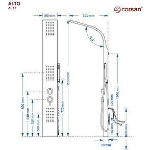Душова панель CORSAN ALTO SILVER, фото 4