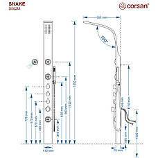 Душова панель CORSAN SNAKE INOX, фото 6