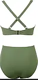 Роздільний жіночий купальник кольору хакі ліф на застібці та плавки середньої посадки, фото 8
