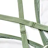 Роздільний жіночий купальник кольору хакі ліф на застібці та плавки середньої посадки, фото 9